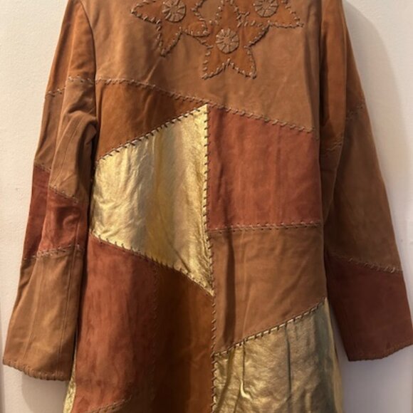 We The Free FP Leather Flowers On The Wall Patch Stitch Suede Lined Jacket - Picture 15 of 16